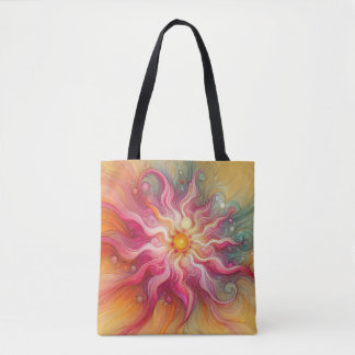 Tote Bag Abstract Pink Sun Rays Landscape