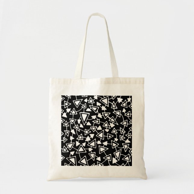 Tote Bag Abstrait 021112 - Blanc sur noir (Devant)