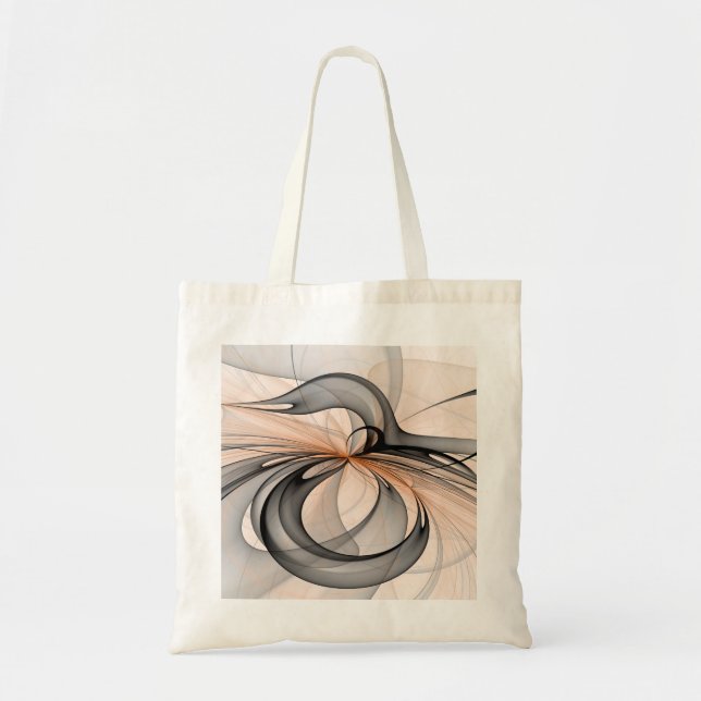 Tote Bag Abstrait Anthracite Grey Sienna Art moderne fracta (Devant)