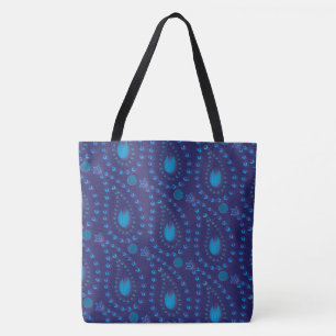 Tote Bag Abstrait bleu foncé Paisley Tulip motif floral