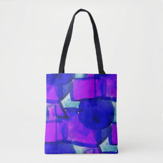 Tote Bag abstrait 'bleu & violet'