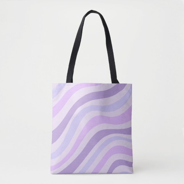 Tote Bag Abstrait bleu violet Super Motif liquide à bande (Devant)