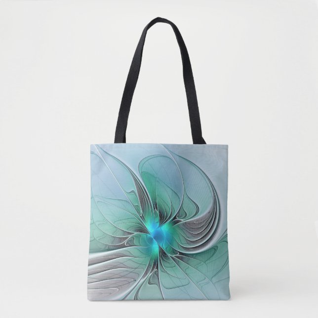Tote Bag Abstrait De Bleu, Art Fractal Moderne (Devant)