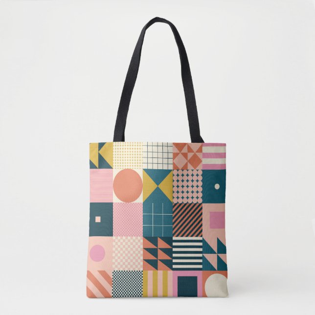 Tote Bag Abstrait géométrique moderne : Conception colorée (Devant)
