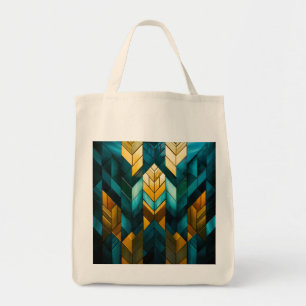 Tote Bag Abstrait Géométrique Moderne Élégant Or Turquoise