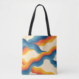 Tote Bag Abstrait les années 70 rétro Bleu Bleu Bleu Verre