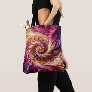 Tote Bag Abstrait moderne de torréfaction rose, or et viole