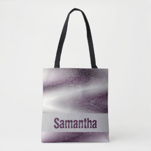 Tote Bag Abstrait moderne violet blanc gras Zig-Zag
