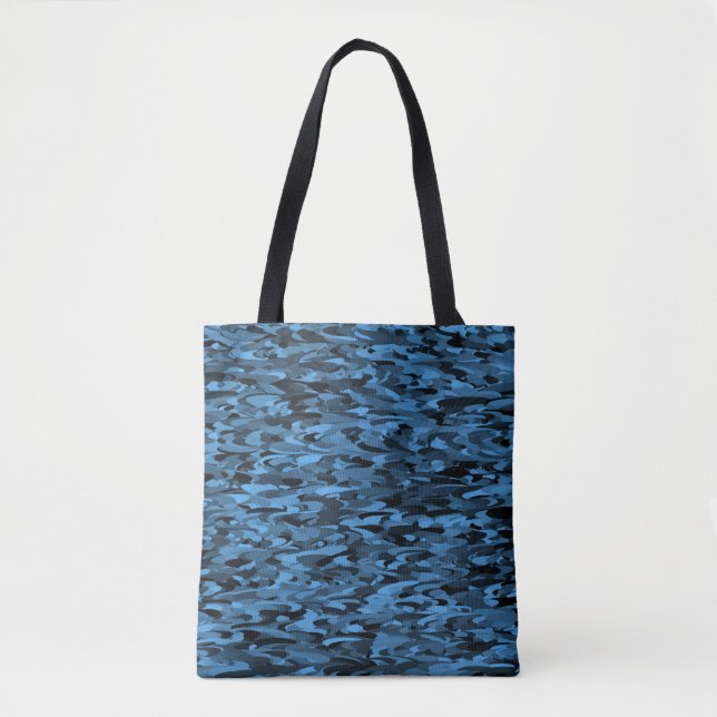 Tote Bag Abstrait Motif bleu noir (Devant)
