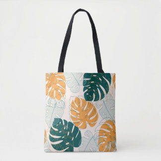 Tote Bag Abstrait motif sans faille avec des feuilles tropi