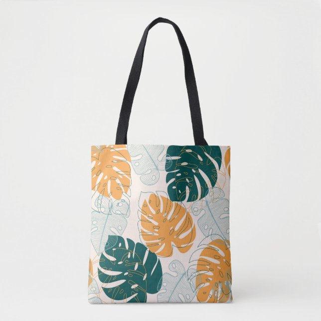 Tote Bag Abstrait motif sans faille avec des feuilles tropi (Devant)