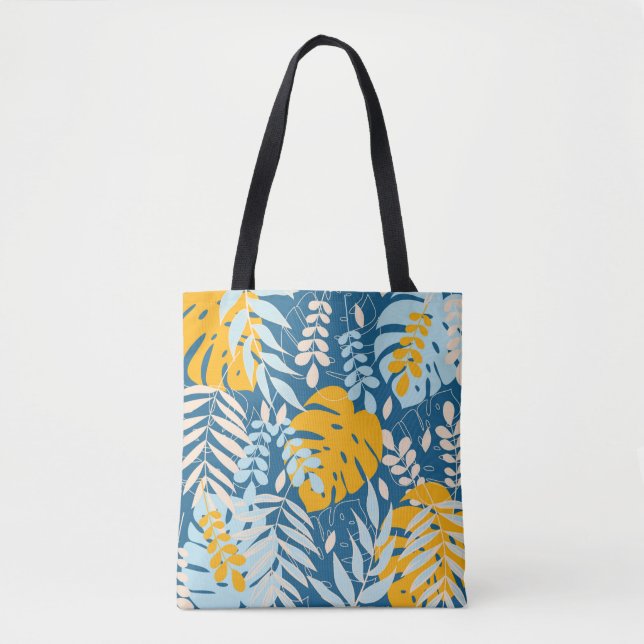 Tote Bag Abstrait motif sans faille avec des feuilles tropi (Devant)