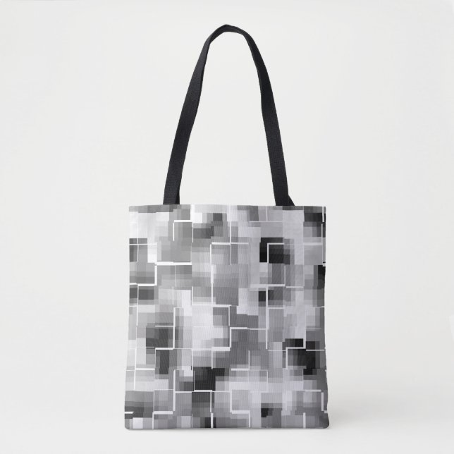 Tote Bag Abstrait noir blanc gris (Devant)