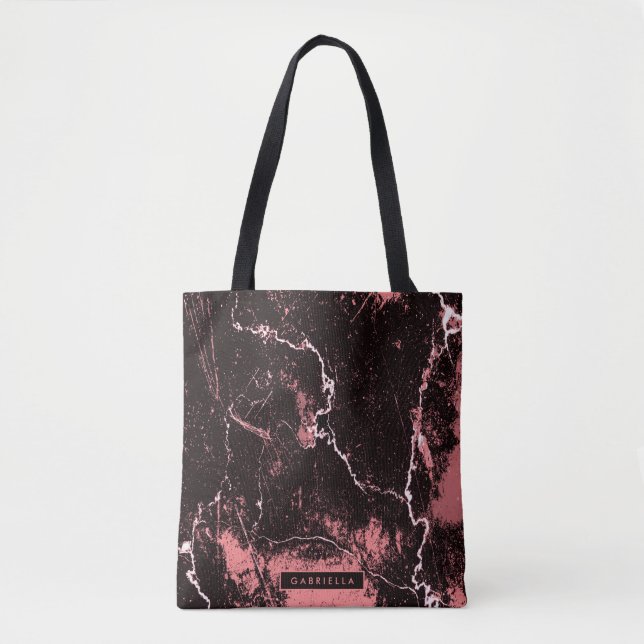Tote Bag Abstrait noir et rose (Devant)