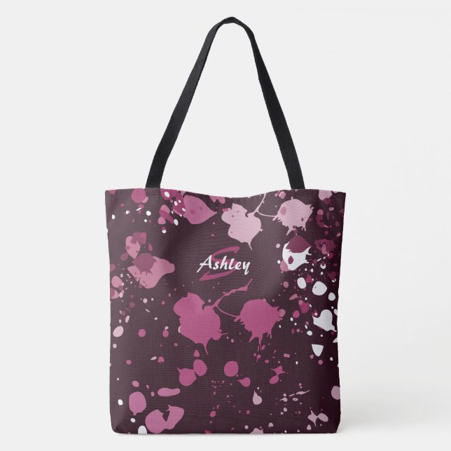 Tote Bag Abstrait Pink Paint Splter Drops (Dos)
