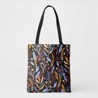 Tote Bag Abstrait Plantes d'aquarelle herbes Motif