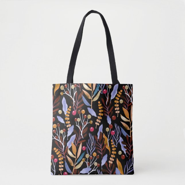 Tote Bag Abstrait Plantes d'aquarelle herbes Motif (Devant)