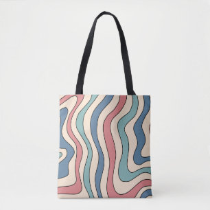 Tote Bag Abstrait Retro les années 70 marbre Bleu Rouge Sup