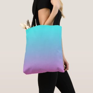Tote Bag abstrait rose cinglé bleu turquoise ombre