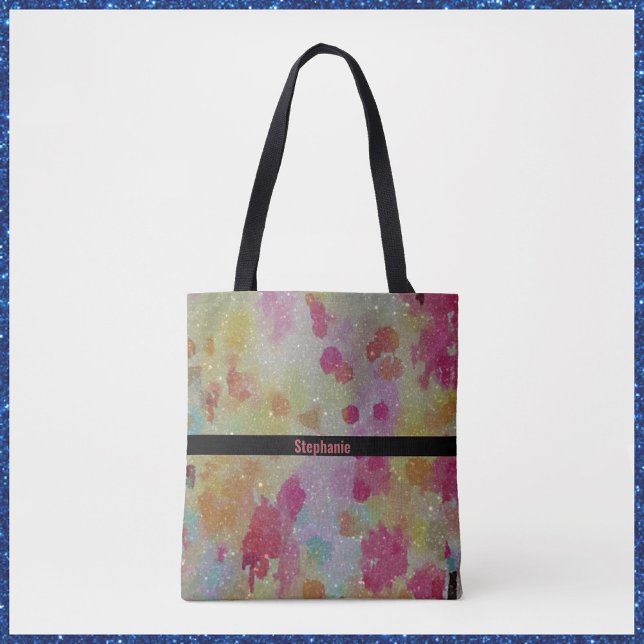 Tote Bag Abstrait rose noir et jaune (Créateur téléchargé)