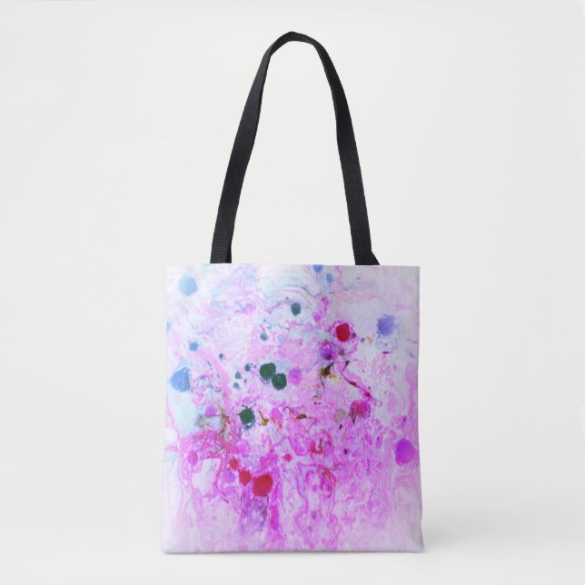 Tote Bag Abstrait rose rouge violet bleu vert (Devant)