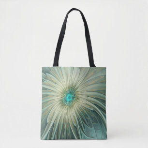 Tote Bag Abstrait Sage Green Imaginaire Fleur Fractal Art