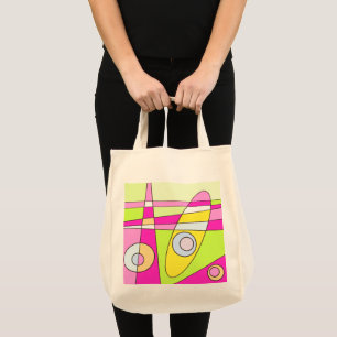 Tote Bag Abstrait surf Bright Pink Green Bubblegum
