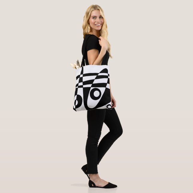 Tote Bag Abstrait Surfing Blanc Black Check (Sur le modèle)