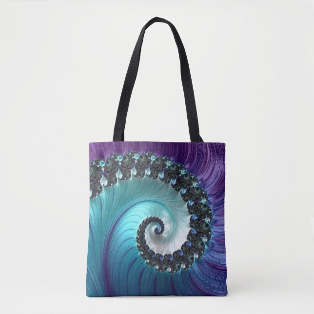 Tote Bag Abstrait Turquoise Turquoise Dégradé Spiral Fracta (Devant)