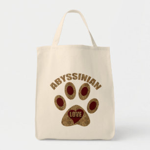 Tote Bag Abyssinian Cat Lover Red with Cheetah Print