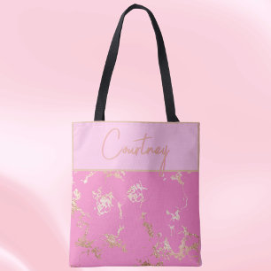 Tote Bag Accent rose et or personnalisé