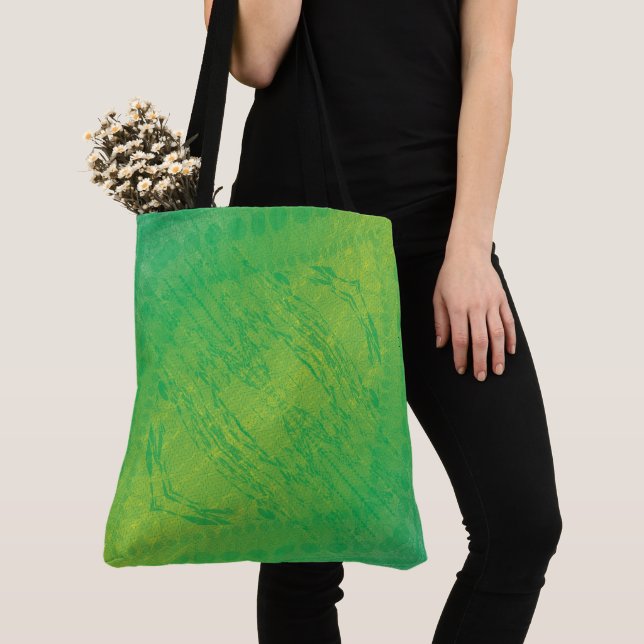 Tote Bag Acceptation | Motif de Shibori jaune bleu (De près)