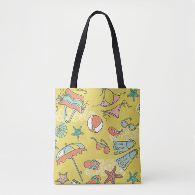 Tote Bag Accessoires de plage : Motif sans couture en été. (Devant)