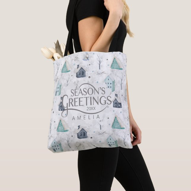Tote Bag Accueil confortable Noël Turquoise ID985 (De près)
