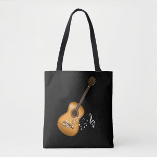 Tote Bag Acoustic Guitar Player Musical Notes Musicien d'ar