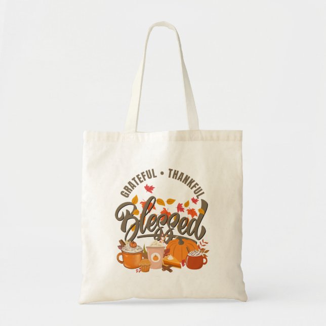 Tote Bag Action de grâce GRACIEUX RECONNAISSANT BÉNI (Devant)
