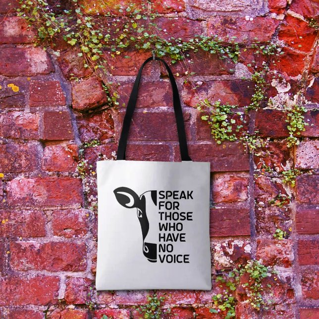 Tote Bag Activisme végétarien noir et blanc (Créateur téléchargé)