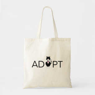 Tote Bag Adoptez le chat sauvage Tuxedo moderne