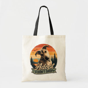 Tote Bag Adoptez, n'achetez pas, modèle vintage de chien de