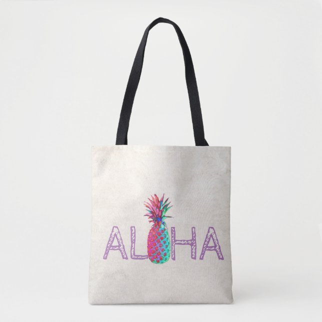 Tote Bag Adorable Aloha Hawaiian Pineappy (Devant)