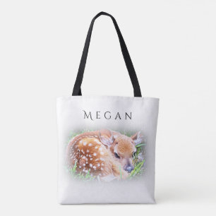 Tote Bag Adorable Baby Deer Personnalisé Nom Personnalisé