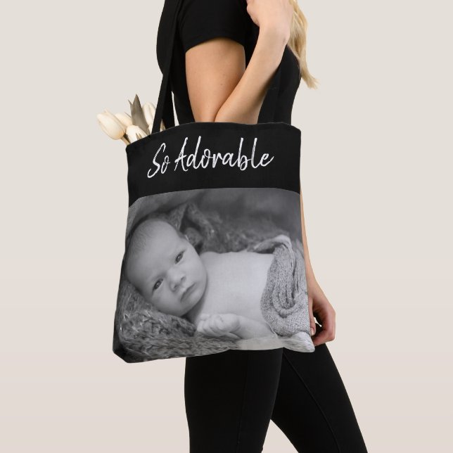Tote Bag Adorable bébé précieux photos en noir et blanc (De près)