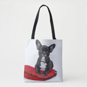 Tote Bag Adorable Black and White Bulldog Puppy Photo