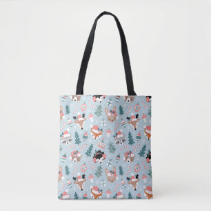 Tote Bag Adorable Bois Noël Animal Visages Motif