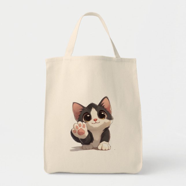 Tote Bag Adorable Chibi Cat Reaching Out - Joli kit de dess (Devant)
