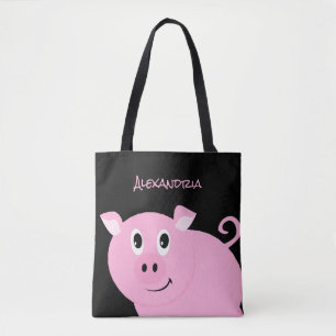 Tote Bag Adorable Cochon rose Personnalisé Doux Petit Cocho