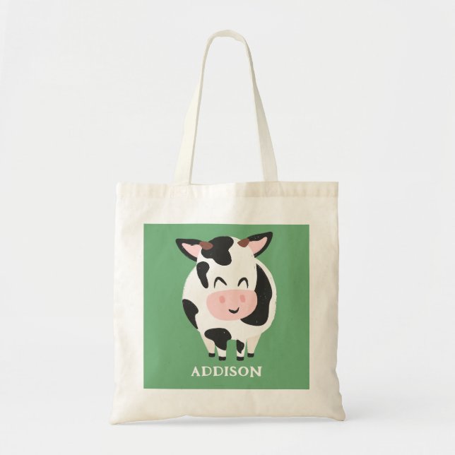 Tote Bag Adorable ferme de vache animal rustique personnali (Devant)