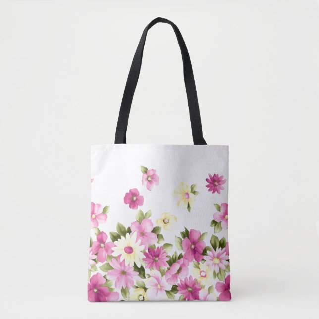 Tote Bag Adorable Fleurs florantes Filles Colorées (Devant)