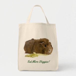 Tote Bag Adorable Guinée Cochon Mange Céleri Photo Réutilis