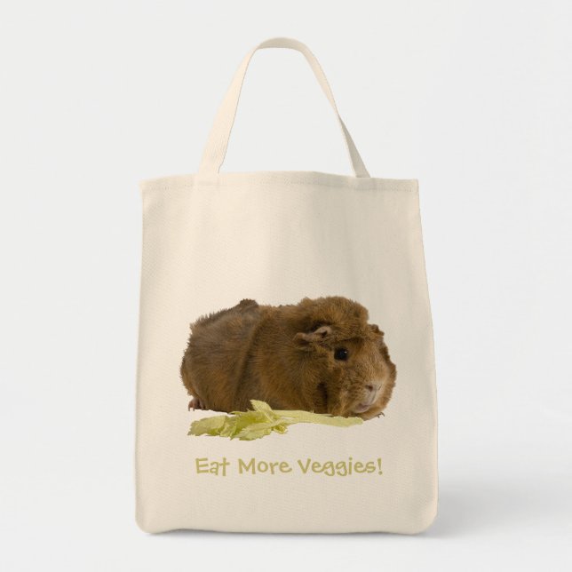 Tote Bag Adorable Guinée Pig Photo Réutilisable Eco Green (Devant)